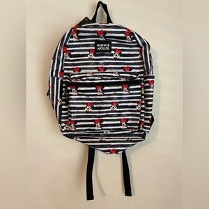 Minnie Mouse Red ,White ,and Black Striped Backpack OS -NWT